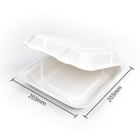 Sunzza-contenedor de papel biodegradable desechable personalizado, caja de almuerzo de comida rápida, 6x6, concha de azúcar, caña de azúcar, bagazo, hamburguesa