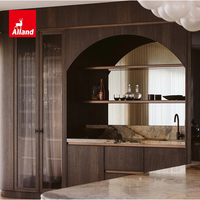 Armoire de cuisine multifonctionnelle vintage en métal durable Alland avec évier et robinet, en bois foncé