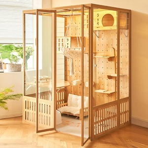 Personalizzabile di lusso panoramico in vetro <span class=keywords><strong>Cat</strong></span> House grande Villa al coperto con vetrina per animali domestici con gabbia per gatti personalizzabile per la casa - Product Image 5