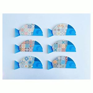 Mediterranean Pattern Fish Shape Ceramic Cork Eco-Friendly Heat Resistant <b>Trivet</b> Multi-Coloured Decorative Hot Dishes Mats Pads - Product Image 1
