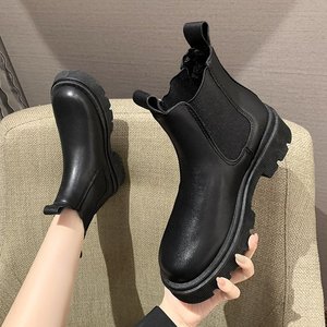 Bottines à plateforme <span class=keywords><strong>beige</strong></span> punk de <span class=keywords><strong>haute</strong></span> qualité pour femmes, vente en gros, automne-hiver, bottines à plateforme noires - Product Image 2