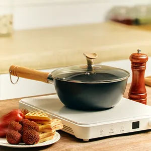 Solo & Small Families Juego de ollas de cocina de fondo plano rápido ligero Mini Wok Pan de titanio