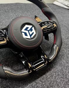 Volant en cuir semi-perforé personnalisé en fibre de carbone pour Mercedes Benz W204 W205 W166 W212 W220 W221 W222 C117 C43 C63 AMG - Product Image 5