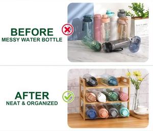 12 support de tasse à eau support de stockage support organisateur de bouteille d'eau en bambou autoportant pour étagères de <span class=keywords><strong>cuisine</strong></span> - Product Image 4
