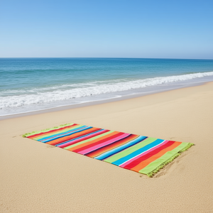 Toalla de Playa Vibrante a Rayas 100% Algodón 160x86 Cm Uso de Verano Adulto Rectangular Estilo Moderno - Product Image 2