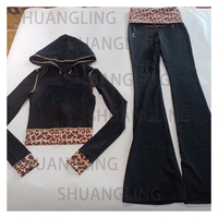 Body Suit Impression Femmes Costume LOGO Conception Haute Qualité Veste À Capuche et Pantalon Évasé Survêtement Hug Body Stretchy 2pcs Loungewear