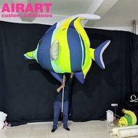 Marionnette gonflable LED en forme de poisson tropical marin, poisson gonflable pour défilé, marionnette de poisson gonflable pour événements de rue et de carnaval