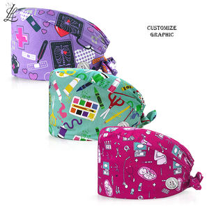 Gorro de Enfermeira Estampado para Mulheres em Algodão Puro, Gorro de Cirurgia Dental Fino com Logotipo Personalizado, Gorro Fofo para Unidade de Cuidados - Product Image 1