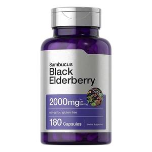 Suplemen Makanan Pendukung Kekebalan Tubuh Vegan OEM, Kapsul Black Sambucus Elderberry Organik, Vitamin C, Seng untuk Dewasa dan Ibu Hamil - Product Image 1