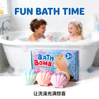 Bombes de bain coquillages surprise avec bijoux et jouets, lot de 6, boules effervescentes aux huiles essentielles, bio, à base de plantes, sérigraphiées, fabriquées en Chine, pour enfants