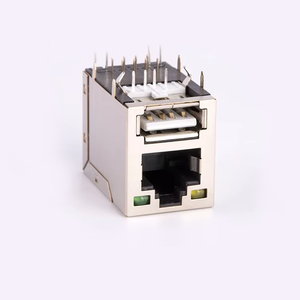 Enchufe <span class=keywords><strong>RJ45</strong></span> de 2x1 puerto con Y/G LED Cat 6a <span class=keywords><strong>Conector</strong></span> USB <span class=keywords><strong>tipo</strong></span> <span class=keywords><strong>B</strong></span> Blindado Dual Deck Combo <span class=keywords><strong>RJ45</strong></span> USB 2,0 Jack Conectores Ethernet - Product Image 3