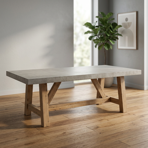 Mesa de Comedor Rectangular de Hormigón FGRC Moderna y Lujosa, Impermeable, para Jardín, Patio, Muebles de Comedor para Exteriores - Product Image 1