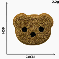 Patchs thermocollants personnalisables en chenille 3D brodés motif ours dessin animé, vente en gros d'usine, matériau en tissu éponge sur mesure