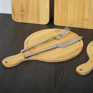 Bandejas de servir de bambú estilo japonés, redondas y cuadradas, para pizza, carne, tabla de cortar de madera, vajilla de cocina para presentación de alimentos - Product Image 3