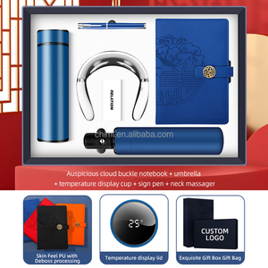 Grande boîte cadeau d'entreprise publicitaire pour articles d'affaires tasse + stylo + masseur <span class=keywords><strong>de</strong></span> cou + cahier A5 + parapluie Logo personnalisé combiner coffret cadeau - Product Image 2