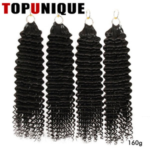 Extensions de cheveux en <span class=keywords><strong>plumes</strong></span> pour grossistes, double trame, crochet, 100 % cheveux humains vierges, pré-étirées, bouclées profondes, tresses bohèmes - Product Image 2