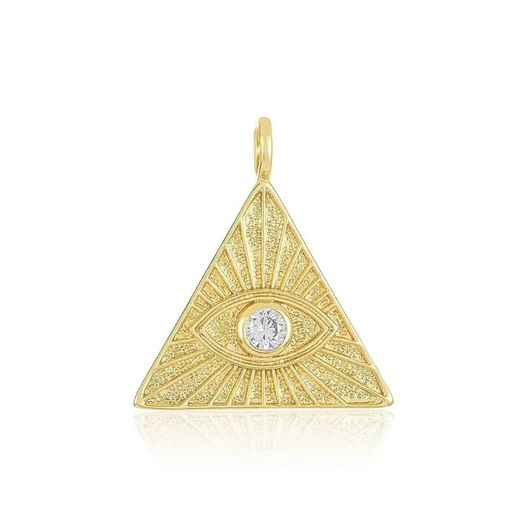 Gemnel Fashion jewellery 925 silver turquoise eye triangle charm necklace for woman 2024