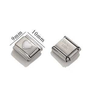 Pulsera de módulo italiano en corazón de acero inoxidable y gancho cuadrado, accesorios y componentes de joyería y reloj DIY elásticos suaves - Product Image 2