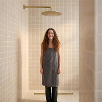 Bras de douche mural moderne de 14 pouces en acier inoxydable 304, finition or brillant, avec rallonge et sortie unique pour douche pluie haute pression