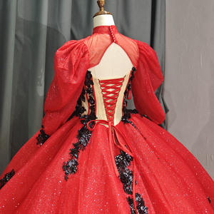 5735 <b>Glitter</b> <b>Red</b> Sweetheart Bonding Gothic Quinceanera Dress With Vest - Product Image 6