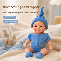 Nouvelle arrivée : poupée reborn en silicone de 8 pouces avec pull en tricot bleu, robe offerte, jouet compagnon pour enfants