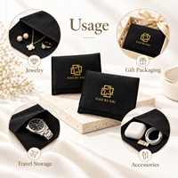 Pochette à bijoux en velours noir personnalisée avec logo en feuille d'or pour l'emballage des bagues, fabrication directe en usine OEM ODM