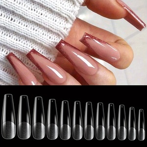 Ballett voll mit halb matten falschen Nägeln Transparenter klarer Finger ABS French Soft Gel Nagels pitzen Volle Abdeckung Half Matte Easy Apply - Product Image 1