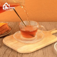 12 pièces vente chaude style classique verre soucoupe à thé ensemble verre gravé café à boire ensemble tasse expresso ensemble thé verre cadeau promotion