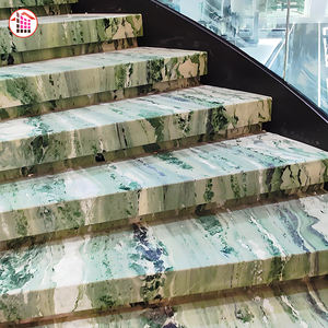 Marches d'escalier en marbre vert poli antidérapant, taille personnalisée, escalier en pierre naturelle avec éclairage LED - Product Image 4