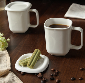 Bulk High Quality Unique Square Ceramic <b>Mug</b>, Thick Handle White Porcelain Coffee Cup Custom Logo for Gift & Cafe - Product Image 6