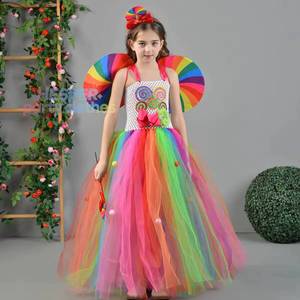Vestido Tutú Arcoíris HP para Niñas, Disfraz de Piruleta con Lazo, Vestidos de Princesa para Niñas, Trajes para Fiestas de Cumpleaños - Product Image 1