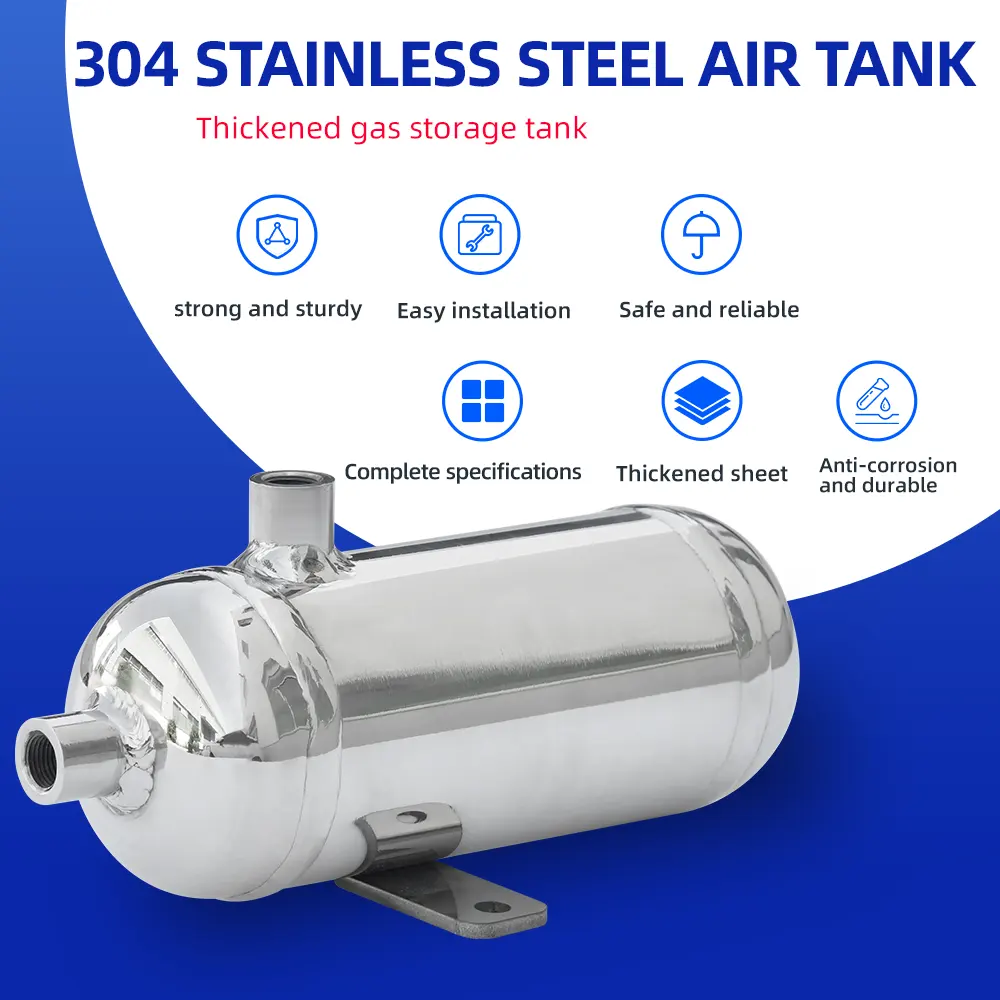 सौंदर्य उपकरण/कंप्रेसर के लिए छोटे मिनी स्टेनलेस स्टील 304 क्षैतिज एयर जलाशय टैंक