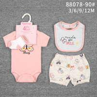Vêtements d'été pour petites filles, ensembles de vêtements pour bébés, 4 pièces, imprimé animal/fleur, t-shirts décontractés à manches courtes pour 3-12 mois