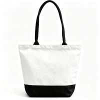 Sac fourre-tout en toile bicolore noir et blanc avec poignée contrastante pour café, bureau, courses, livres et rangement quotidien