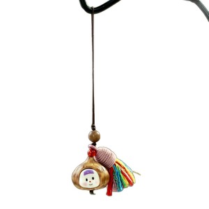 Pendentif de téléphone en bois sculpté, motif ail et châtaigne, style dessin animé, forme ovale, avec pompon, porte-clés, cadeau personnalisé - Product Image 5