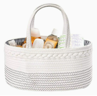Panier de rangement pliable en corde de coton tressée pour couches et essentiels de bébé, sac de maman, organisateur de couches pour la crèche
