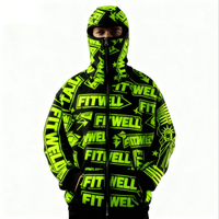 Sweat à capuche zippé personnalisé vierge avec couvre-visage Streetwear imprimé de haute qualité avec votre propre logo