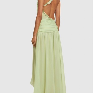 Robe longue élégante en mousseline pour femme, dos nu, avec ruban, style simple et sexy, pour occasions spéciales - Product Image 2