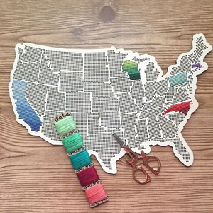 HIPIE cartes d'état américaines en bois cousues secondes broderie au point de croix <span class=keywords><strong>carte</strong></span> en bois perforé des États-<span class=keywords><strong>Unis</strong></span> - Product Image 5