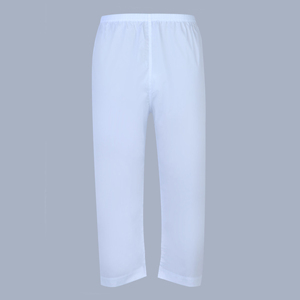 CELINNE Lightweight Saudi Style White <b>Trousers</b> <b>Elastic</b> <b>Waist</b> Loose Fit Breathable Muslim Mens Pants - Product Image 1