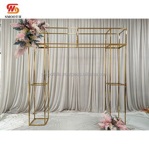 Toile de fond en métal pour événements SMOOTH, toile de fond de mariage en acier inoxydable doré, taille personnalisée avec fleurs pour la décoration de mariage - Product Image 1