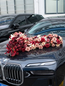 Arreglo Floral para Coche de Boda, <span class=keywords><strong>Flores</strong></span> Artificiales Mixtas, Estilo Europeo, Decoración Floral en Forma de V, LQ - Product Image 6