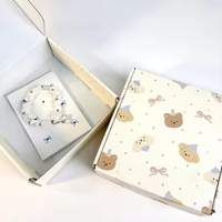 Boîte cadeau écologique recyclable épaissie avec motif ours et thé au lait, boîte pliable en papier kraft pour cadeaux, bonbons, parfums, emballage