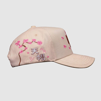 Gorra de Lujo con Diseño de Flor de Cerezo, Bordado 3D con Caracteres Chinos, Forro de Satén y Gamuza, Logotipo Personalizado, Gorras Tenzakura Heaven