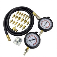 Kit de test de compression moteur 23 pièces pour moteurs essence/diesel avec manomètres et tuyaux en métal