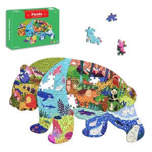 Puzzles d'animaux irréguliers pour enfants de 4 à 6 ans, 6 à 8 ans, 8 à 10 ans, 10 à 12 ans, puzzle panda 180 pièces, <span class=keywords><strong>jeu</strong></span> de puzzle éducatif pour le sol - Product Image 1