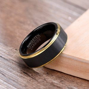 Anillos de Hombre de 8MM con Baño de Oro/Azul/Negro, Estilo Hip Hop, con Engaste Invisible, Joyería Moderna al por Mayor, de Tungsteno, para Fiestas y Compromisos - Product Image 5