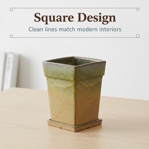 Grand pot de fleurs carré en céramique émaillée, durable, écologique, moderne et classique, pour jardinage domestique, vente en gros - Product Image 3