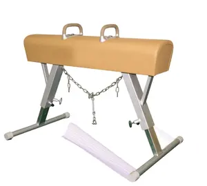 Professional gymnastic adjustable pommel horse factory price adjustable pommel horse trainer with handle