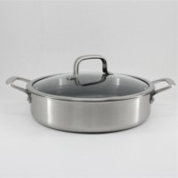 Marmite à soupe en acier inoxydable à 3 couches alvéolées avec revêtement antiadhésif en céramique, double poignée, pour ustensiles de cuisine
